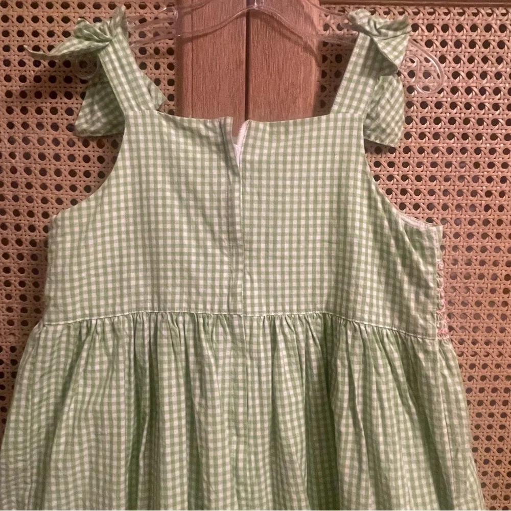 Gymboree  Girls Size 7 Green Gingham Smocked Dress Easter